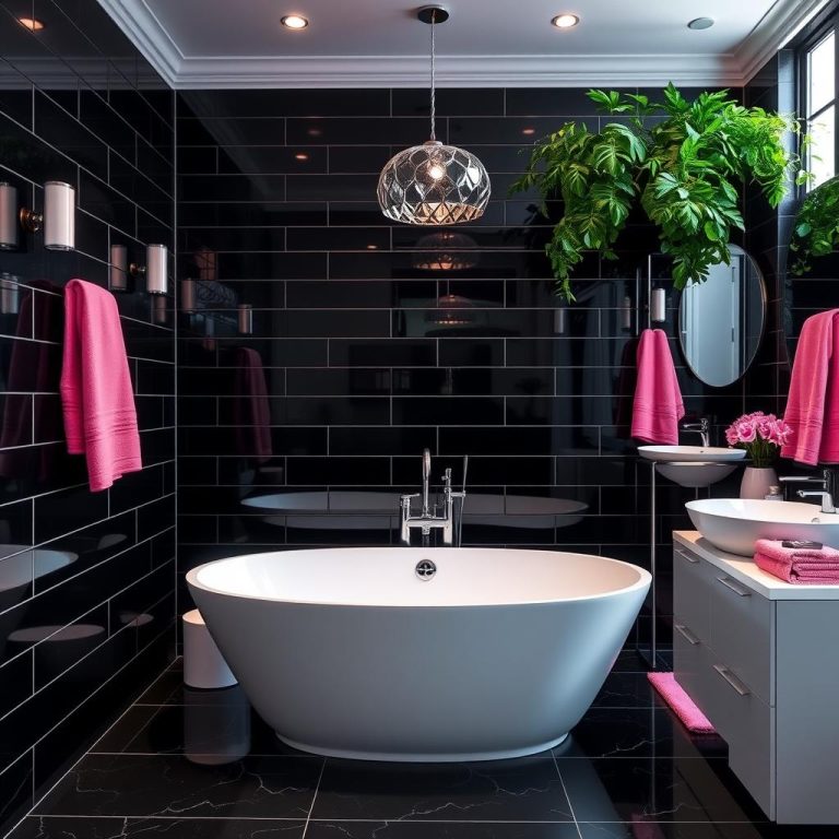 Black and pink bathroom ideas