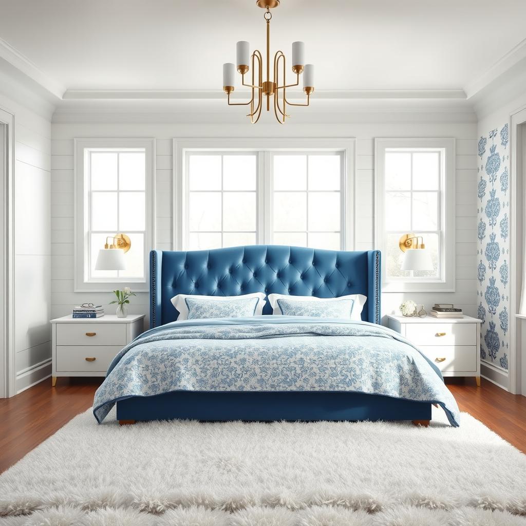 Blue and White Bedroom Design Ideas