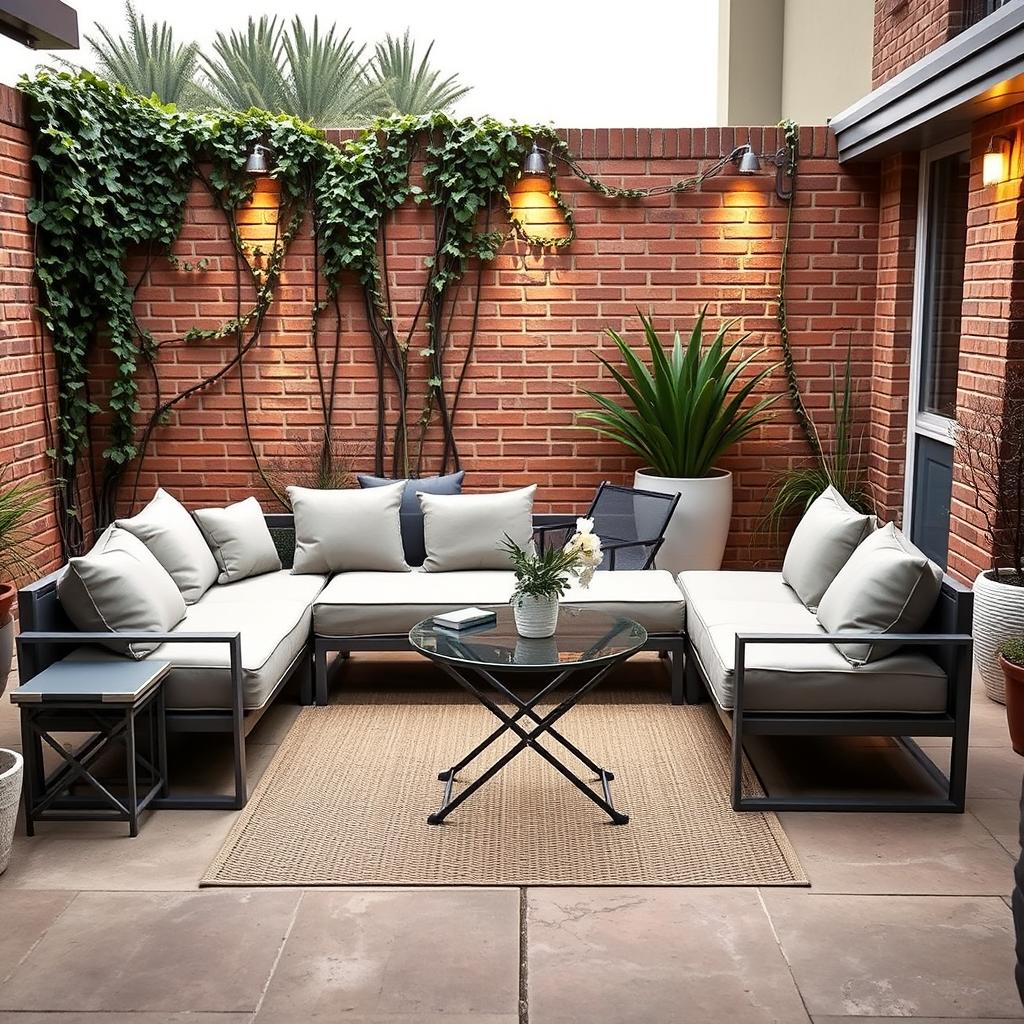 Space-saving patio furniture arrangement